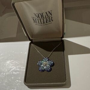 Nolan Miller Glamour Collection Blue Ombré Floral Necklace/Pin VINTAGE